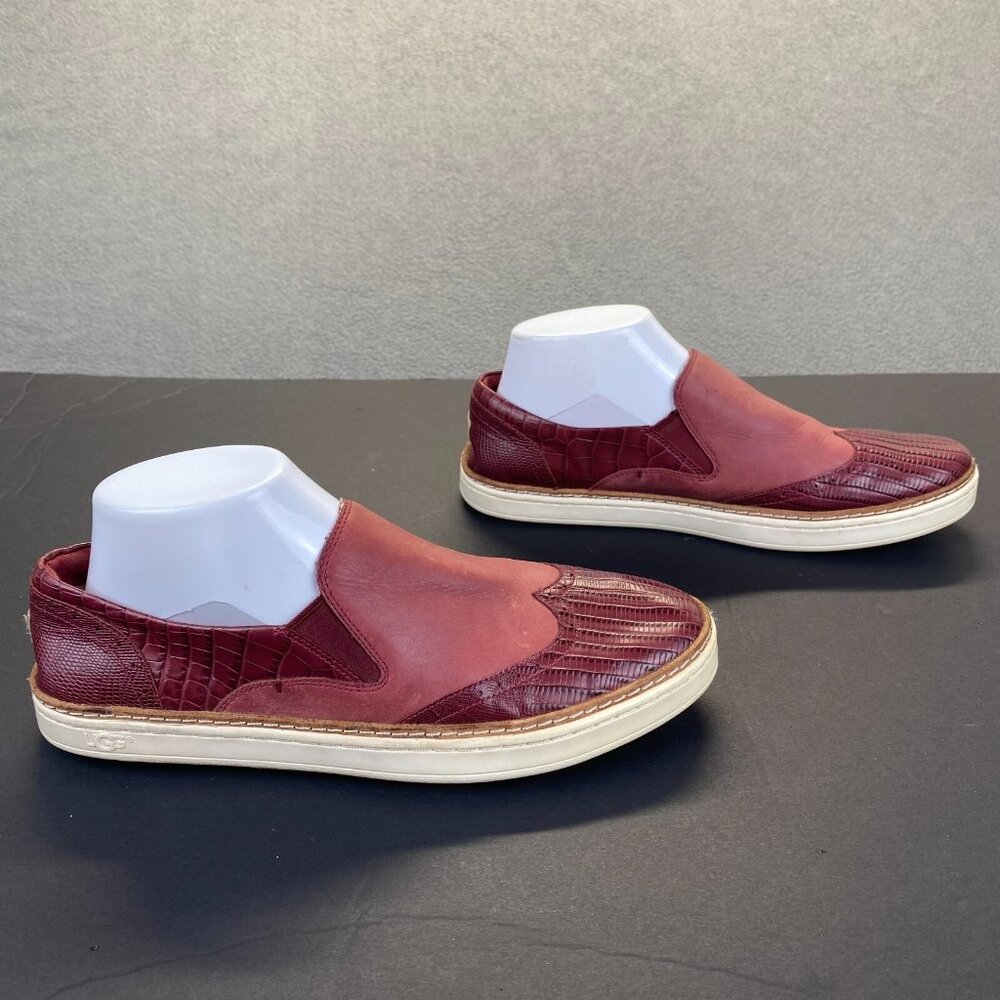 Ugg Hadria Croco Red Slip-on Sneaker Loafer Women Sz 8.5 Genuine Leather Upper